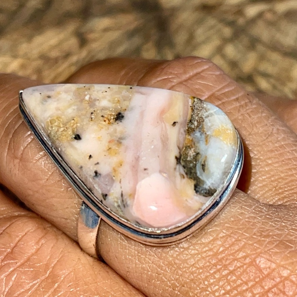 Pink Peruvian Opal Ring Size 9 1/2 - Picture 6 of 7